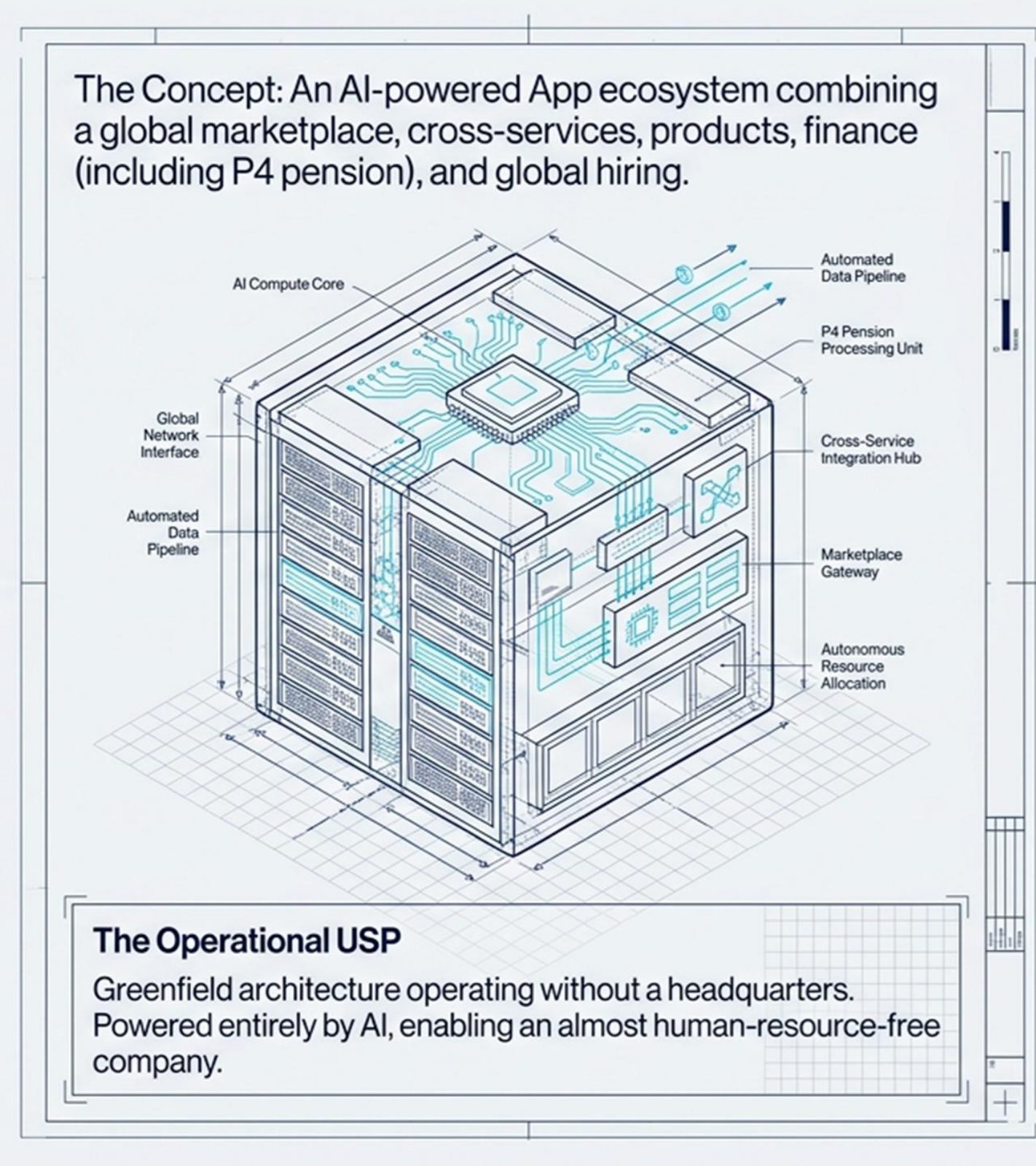 Isometric view of Deltika’s AI-powered app architecture